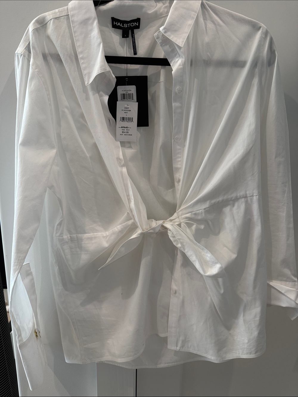 Halston Heritage White Tie-Front Button-Down Shirt